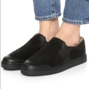 FRYE Gemma Black Suede Shearling Lined Slip-on Sneakers